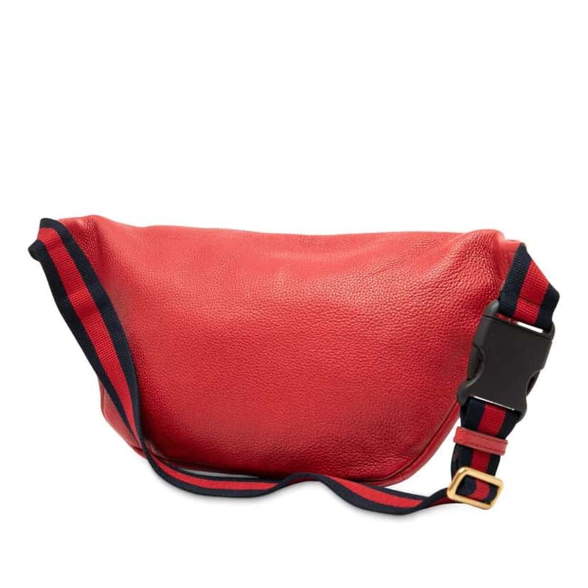 Gucci Grained Calfskin Logo Belt Bag Red Leather Good condition - Back View
