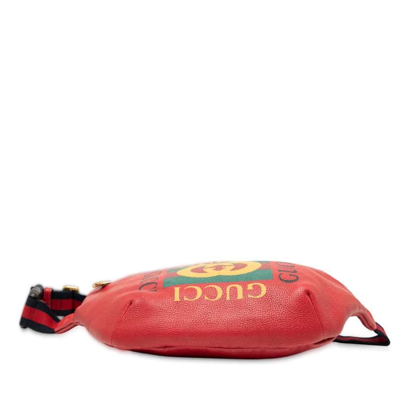 Gucci Grained Calfskin Logo Belt Bag Red Leather Good condition - Inside View