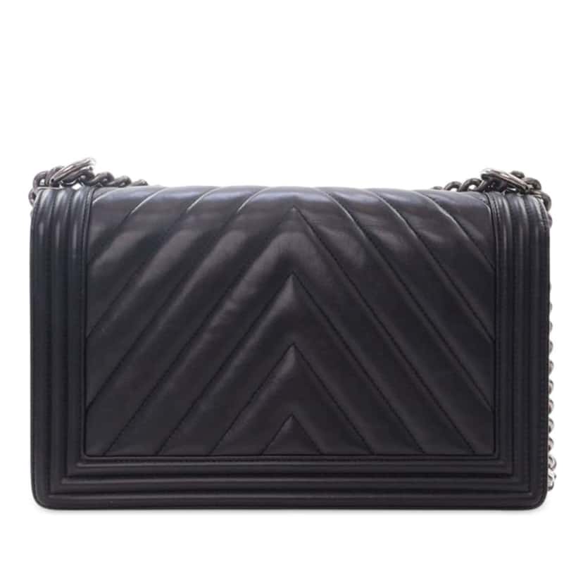 Chanel Medium Chevron Lambskin Boy Flap Black Leather Good condition - Inside View