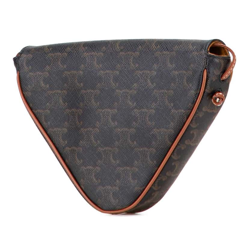 Celine Triomphe Coated Canvas Logo Triangle Crossbody Brown Canvas Good condition - Back View