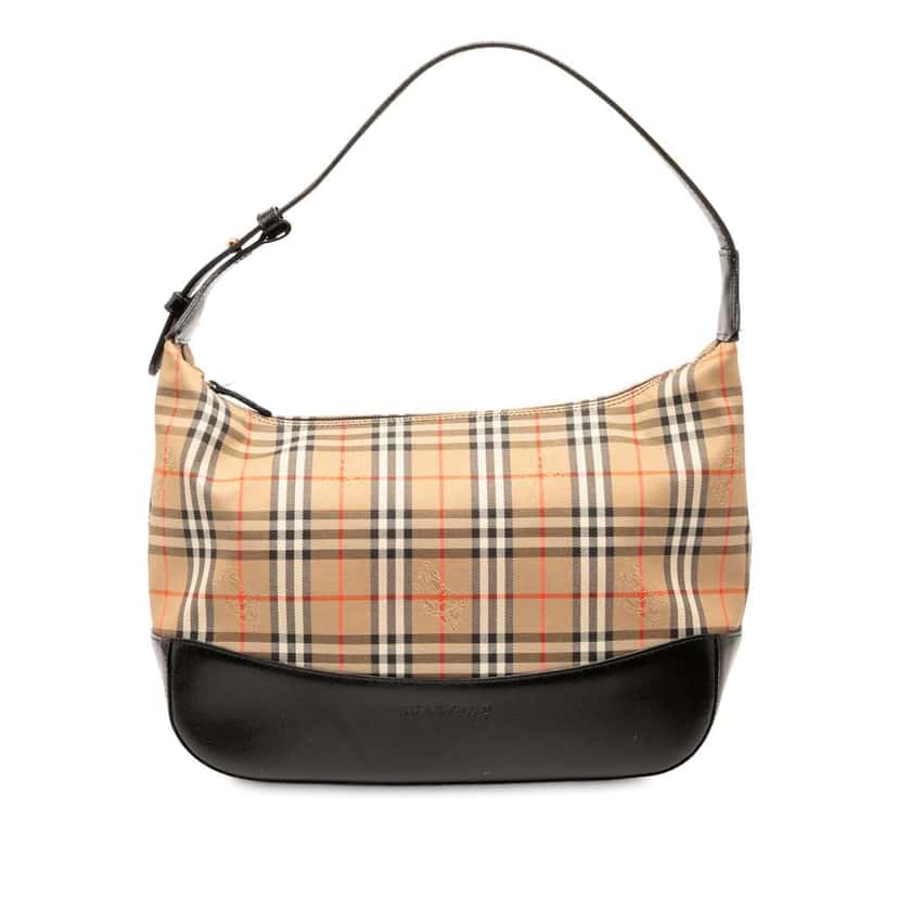 Burberry Haymarket Check Canvas Shoulder Bag Brown Canvas Good condition - Front View