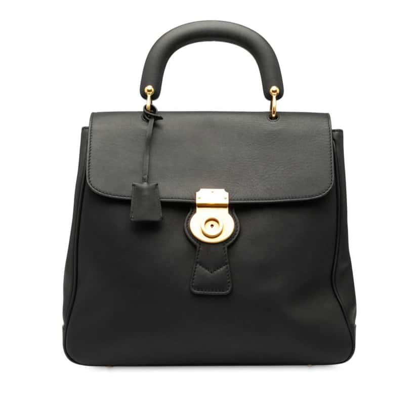 Burberry Large Trench Calfskin DK88 Top Handle Bag Black Leather Good condition - Front View