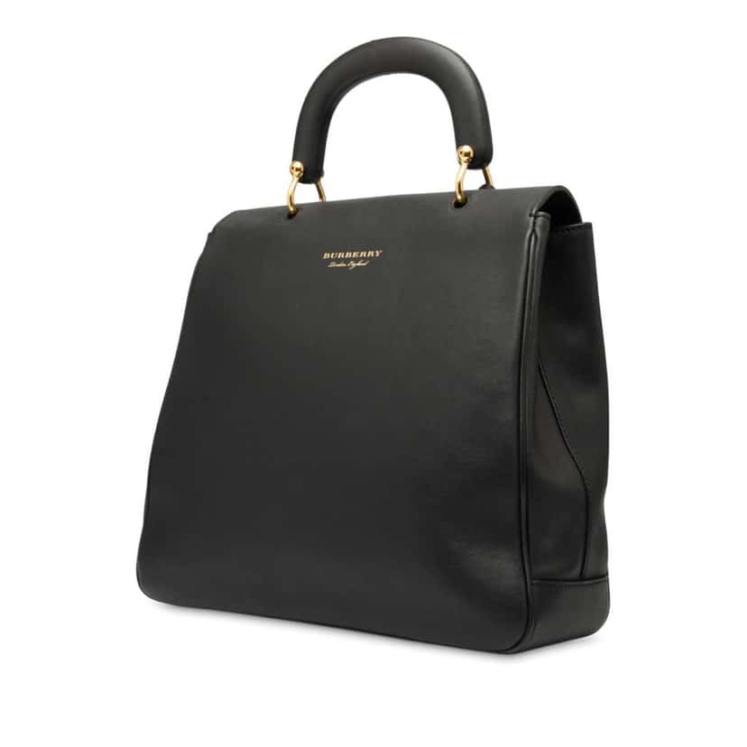 Burberry Large Trench Calfskin DK88 Top Handle Bag Black Leather Good condition - Back View