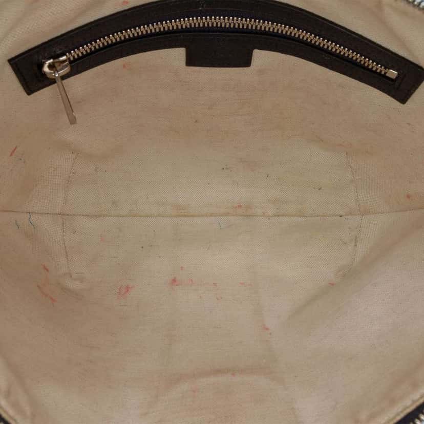 Gucci Small GG Supreme Web Ophidia Half Moon Crossbody Grey Canvas Good condition - Model View