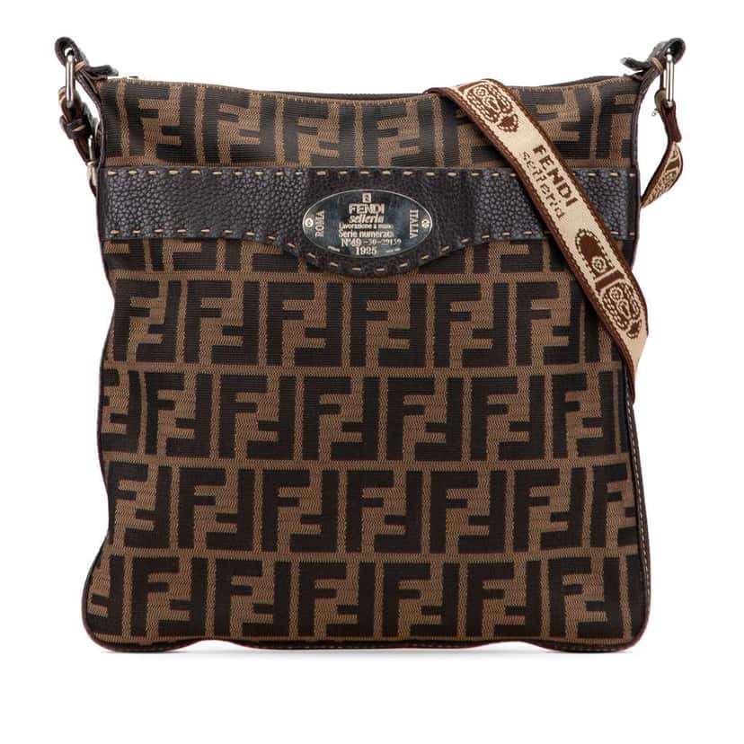 Fendi Zucca Canvas Selleria Crossbody Brown Canvas Good condition - Front View