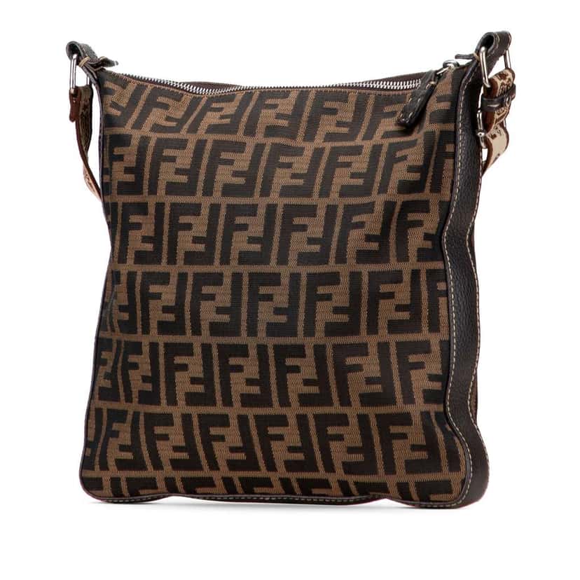 Fendi Zucca Canvas Selleria Crossbody Brown Canvas Good condition - Back View
