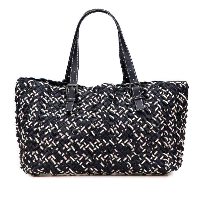 Bottega Veneta Large Leather Intrecciato Lido Tote Black Leather Good condition - Front View