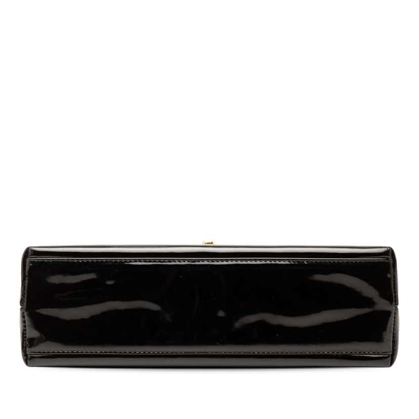 Chanel CC Patent Kelly Top Handle Flap Black Leather Good condition - Inside View
