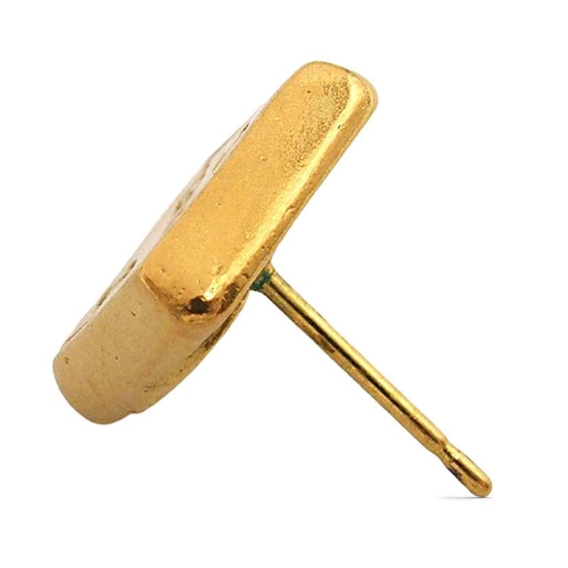 Chanel Gold Plated Logo Bullet Back Earrings Gold Metal Good condition - Model View