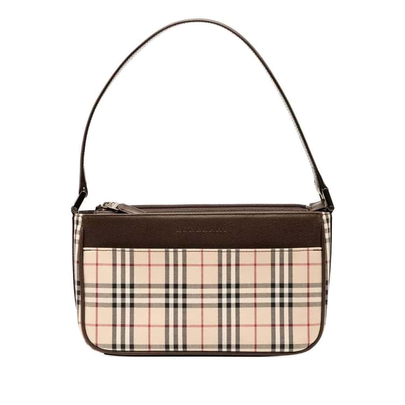 Burberry House Check Canvas Shoulder Bag Brown Canvas Good condition - Front View