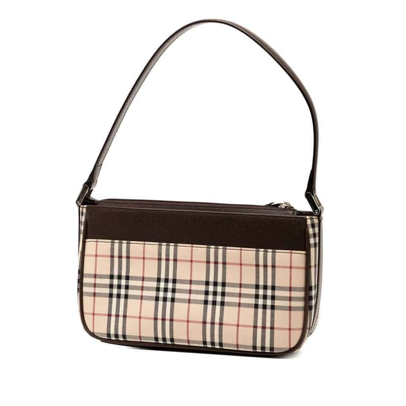 Burberry House Check Canvas Shoulder Bag Brown Canvas Good condition - Back View