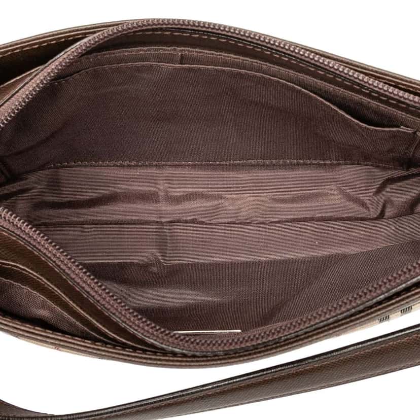 Burberry House Check Canvas Shoulder Bag Brown Canvas Good condition - Model View