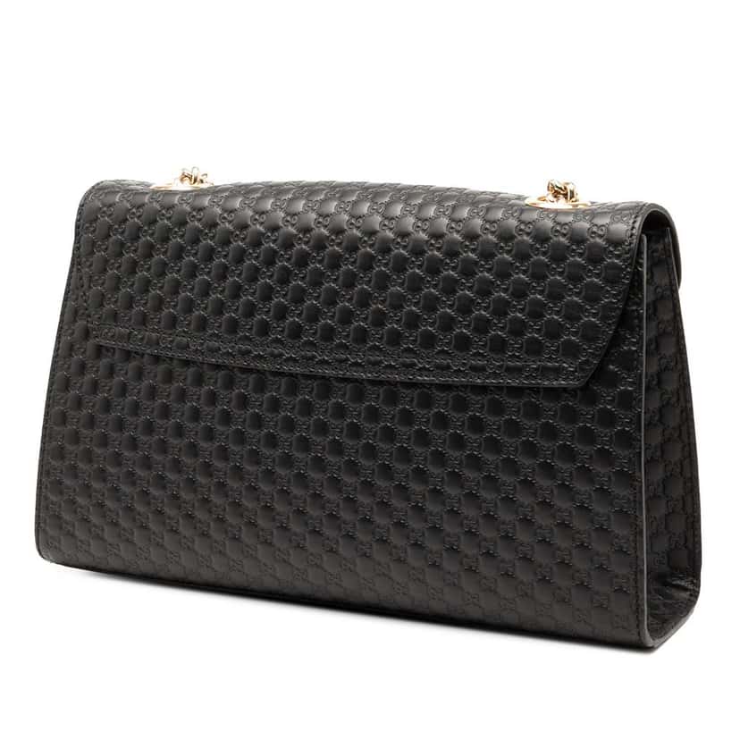 Gucci Medium Microguccissima Emily Shoulder Bag Black Leather Good condition - Back View