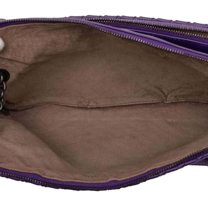 Bottega Veneta Nappa Intrecciato Triple Zip Shoulder Bag Purple Leather Very good condition - Model View