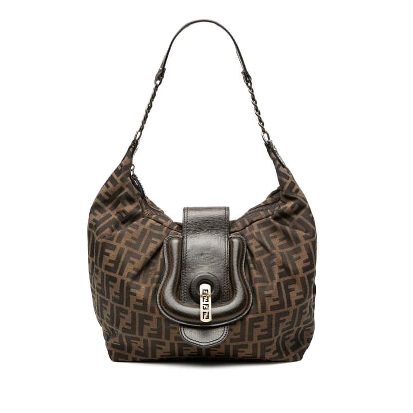 Fendi Zucca Canvas Borsa B Hobo Brown Canvas Good condition - Front View