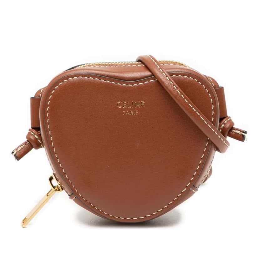 Celine Micro Leather Heart Crossbody Brown Leather Very good condition - Front View