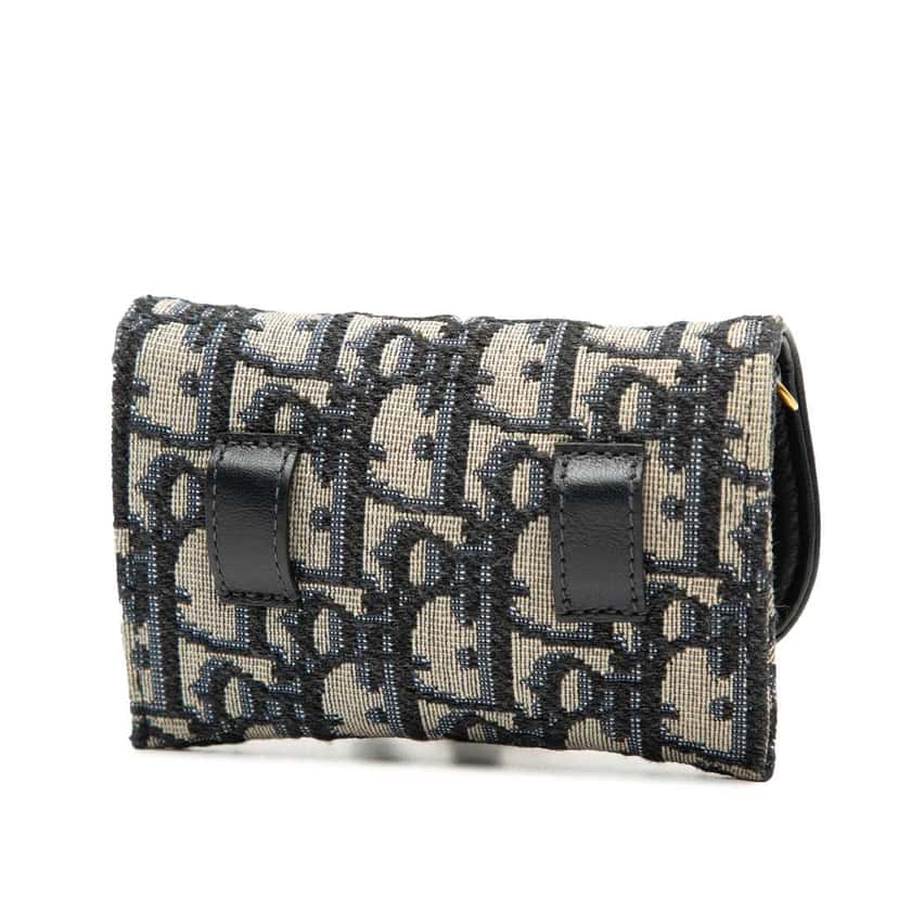 Dior Nano Oblique Canvas Saddle Chain Pouch Blue Canvas Good condition - Back View