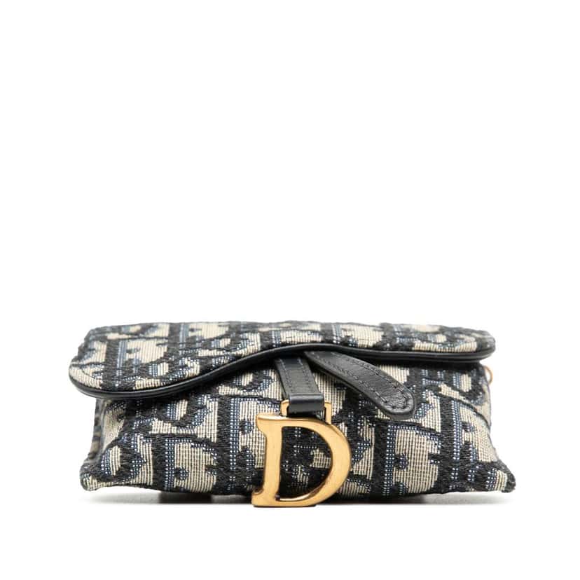 Dior Nano Oblique Canvas Saddle Chain Pouch Blue Canvas Good condition - Inside View