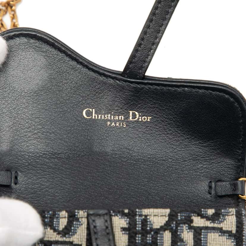 Dior Nano Oblique Canvas Saddle Chain Pouch Blue Canvas Good condition - Box View
