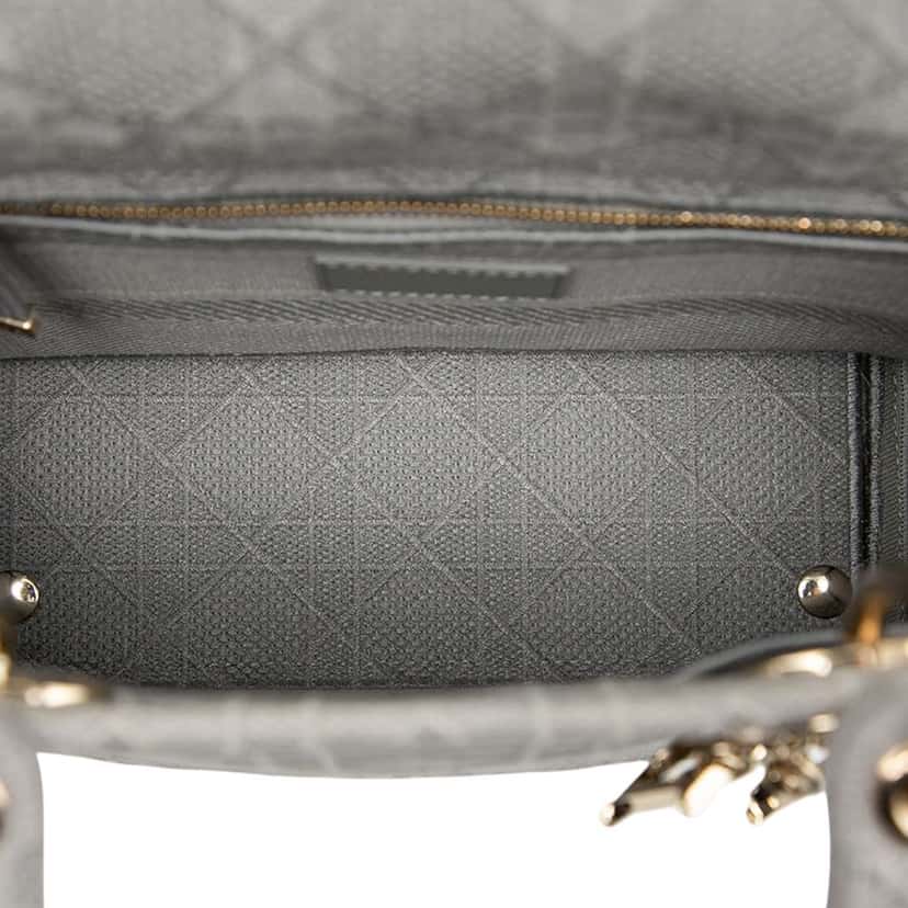 Dior Medium Canvas Cannage Lady D Lite Grey Canvas Good condition - Model View