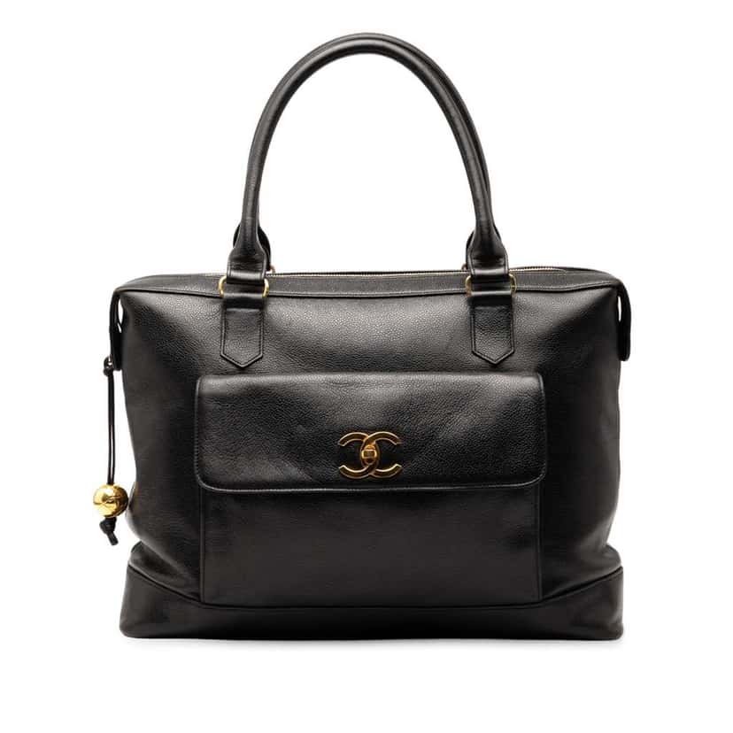 Chanel Caviar Front Pocket Tote Black Leather Good condition - Front View