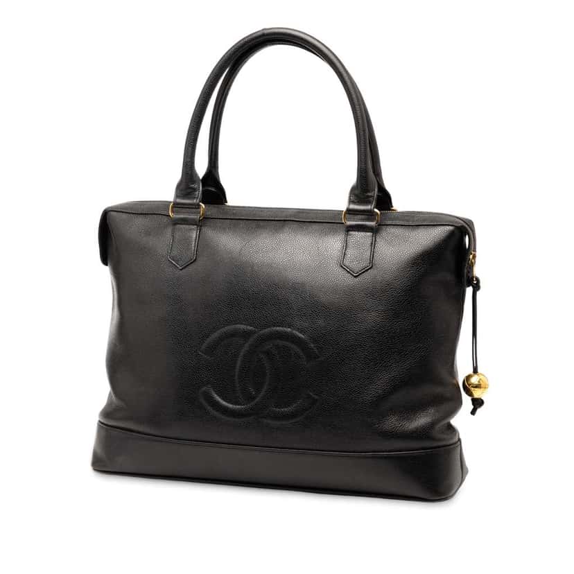 Chanel Caviar Front Pocket Tote Black Leather Good condition - Back View
