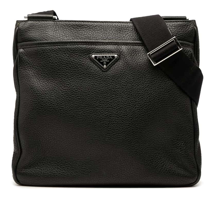 Prada Vitello City Zip Top Crossbody Black Leather Good condition - Front View