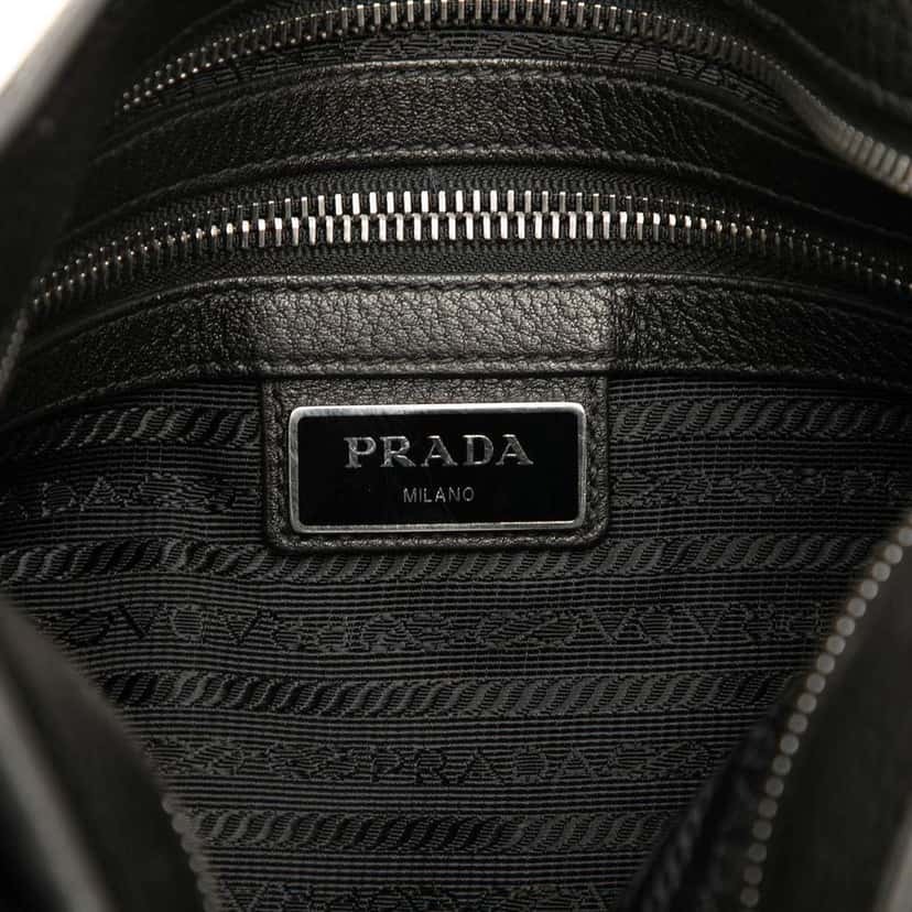Prada Vitello City Zip Top Crossbody Black Leather Good condition - Box View