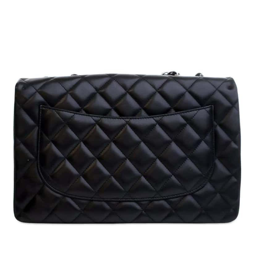 Chanel Jumbo Classic Lambskin Single Flap Black Leather Good condition - Inside View