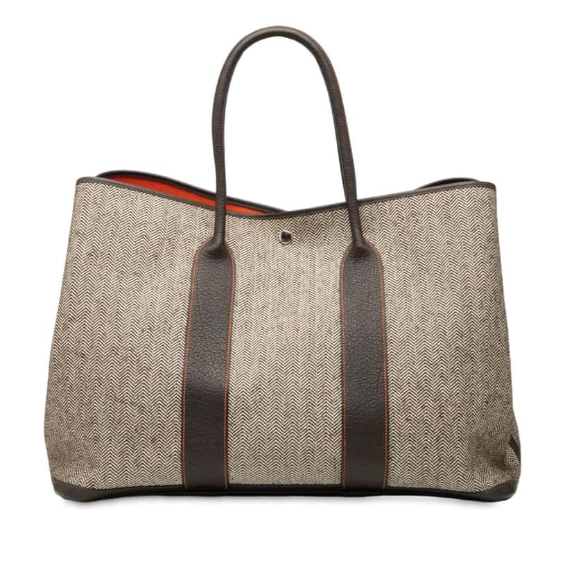 Hermès Toile Herringbone and Negonda Garden Party 49 Brown Canvas Good condition - Front View