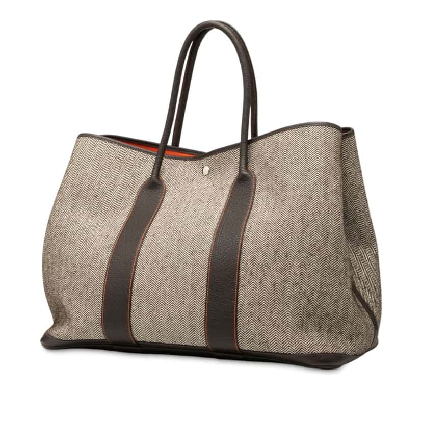 Hermès Toile Herringbone and Negonda Garden Party 49 Brown Canvas Good condition - Back View