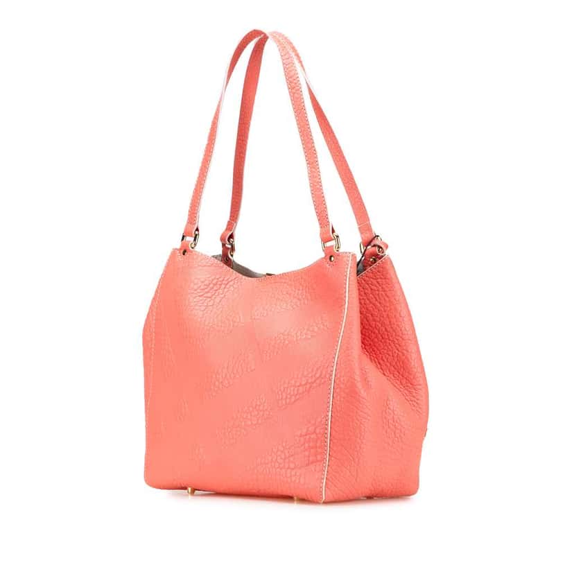 Burberry Small Embossed Grain Check Canterbury Tote Pink Leather Good condition - Back View