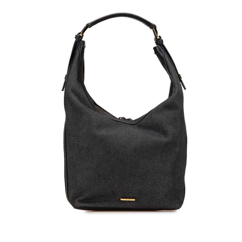 Gucci Denim Web Shoulder Bag Black Denim Good condition - Front View