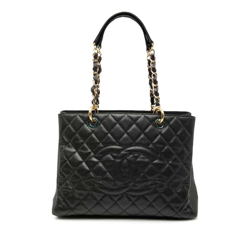 Chanel Caviar Grand Shopping Tote Black Leather Good condition - Front View