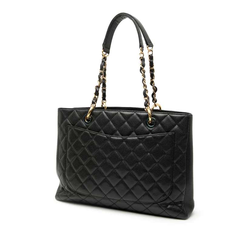 Chanel Caviar Grand Shopping Tote Black Leather Good condition - Back View