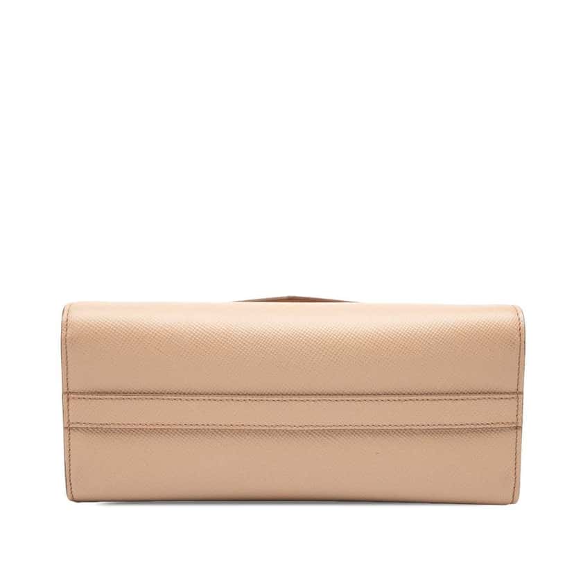 Prada Saffiano Cuir Monochrome Envelope Crossbody Brown Leather Good condition - Inside View