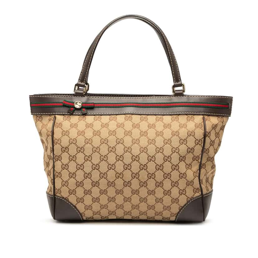 Gucci GG Canvas Web Mayfair Tote Brown Canvas Good condition - Front View