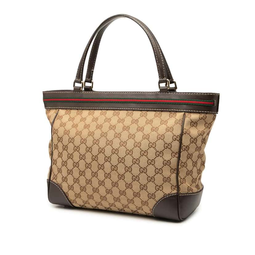 Gucci GG Canvas Web Mayfair Tote Brown Canvas Good condition - Back View