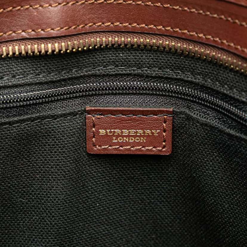 Burberry Haymarket Check Coated Canvas Studded Tote Brown Canvas Good condition - Box View