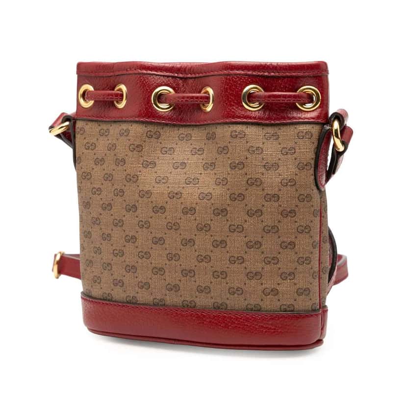 Gucci Micro GG Supreme Doraemon Bucket Bag Brown Canvas Good condition - Back View