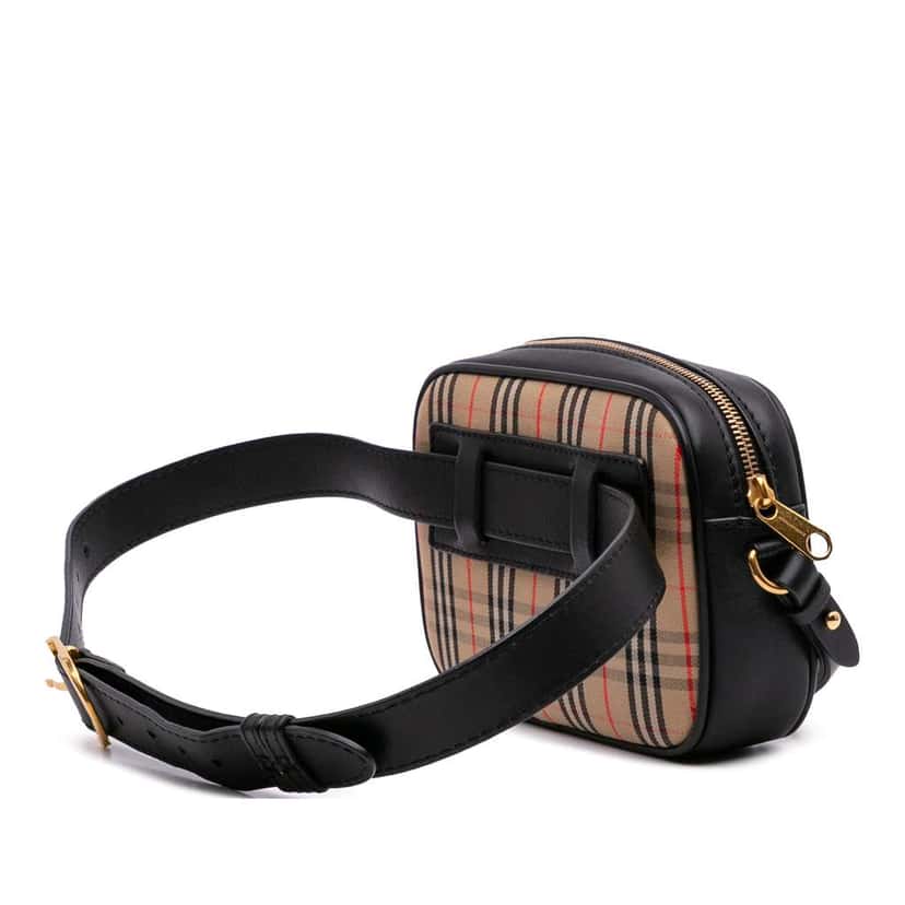 Burberry Haymarket Check Canvas 1983 Link Belt Bag Brown Canvas Good condition - Back View