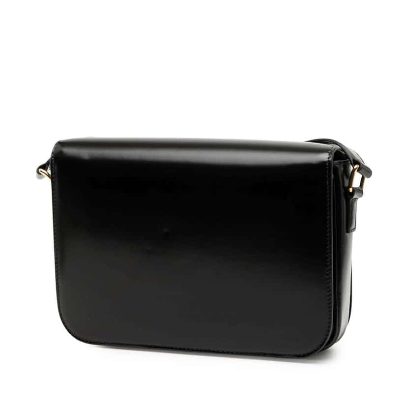 Celine Classique Shiny Calfskin Triomphe Crossbody Black Leather Good condition - Back View