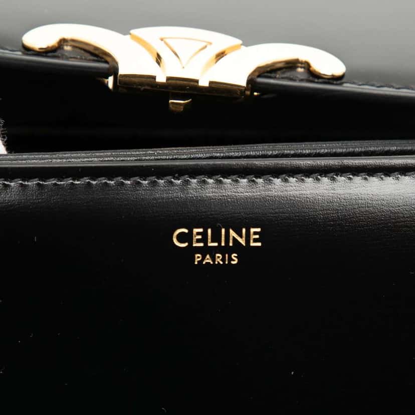 Celine Classique Shiny Calfskin Triomphe Crossbody Black Leather Good condition - Box View