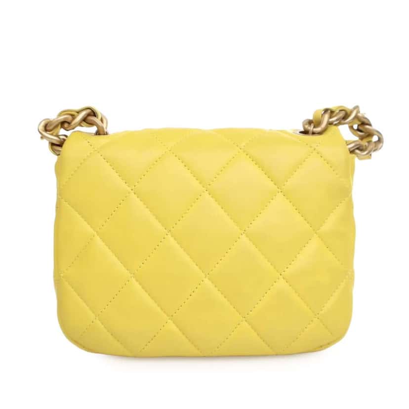 Chanel Mini Quilted Lambskin Candy Chain Flap Yellow Leather Good condition - Model View