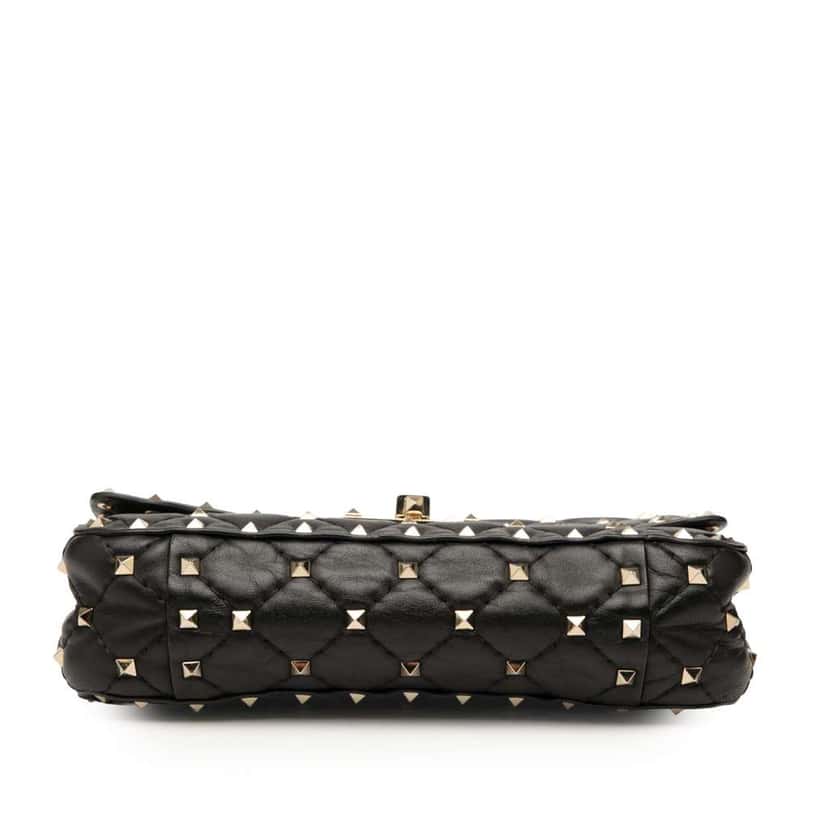 Valentino Small Nappa Rockstud Spike Satchel Black Leather Good condition - Inside View