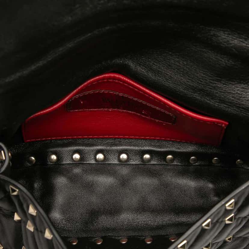 Valentino Small Nappa Rockstud Spike Satchel Black Leather Good condition - Model View