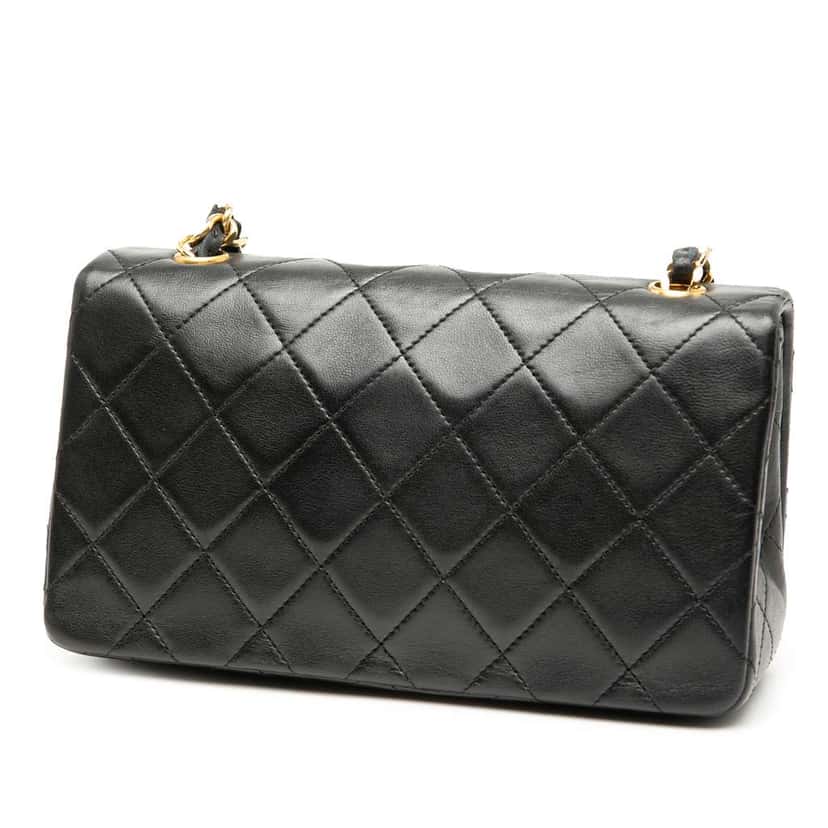 Chanel Mini CC Quilted Lambskin Full Flap Black Leather Good condition - Back View