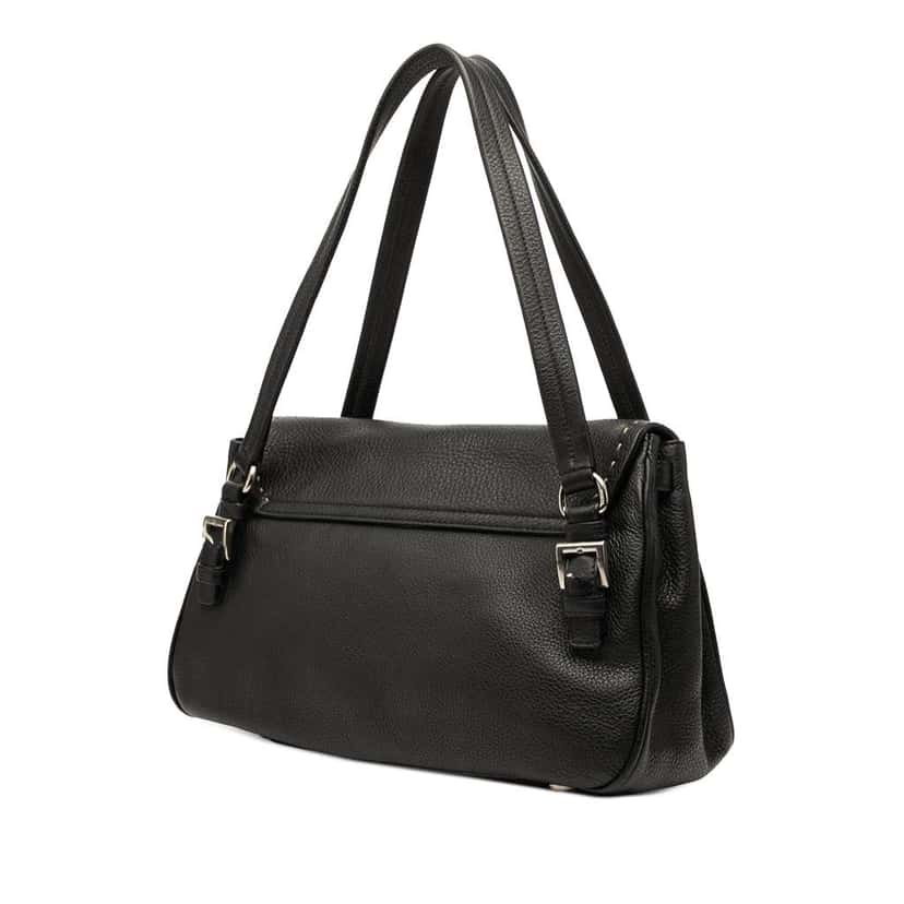 Prada Vitello Daino Pushlock Flap Black Leather Good condition - Back View
