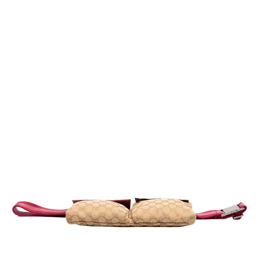 Gucci GG Canvas Web Double Pocket Belt Bag Brown Canvas Good condition - Inside View