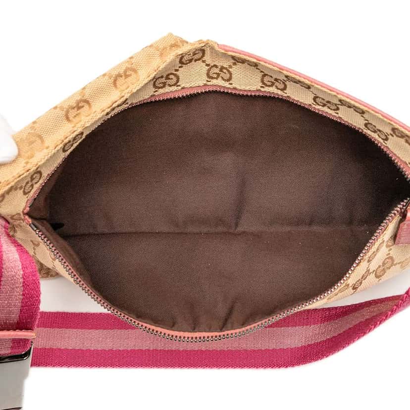 Gucci GG Canvas Web Double Pocket Belt Bag Brown Canvas Good condition - Model View